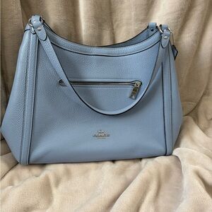 Coach Kristy  Pebbled Leather Shoulder Bag in Light Blue